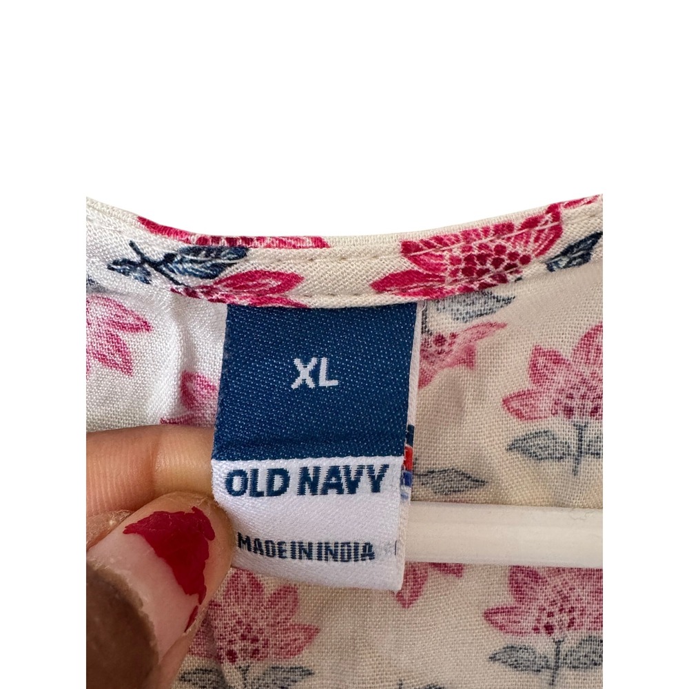 Old Navy Pink Floral Block Print Boho Mini Dress Pockets XL